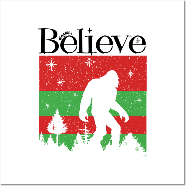 Believe Bigfoot Christmas Ugly Wall Art by Astramaze